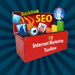 Toolbox with Internet Marketing tools. Internet Marketing, Site Brand, Reputation